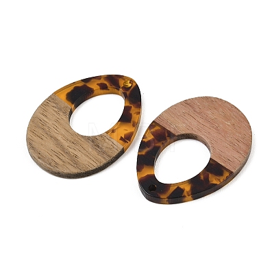 Transparwnt Resin & Walnut Wood Pendants RESI-I354-03I-1