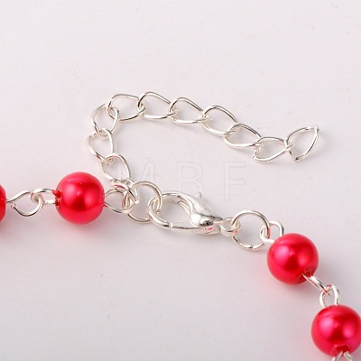 Trendy Glass Pearl Anklets AJEW-AN00035-1