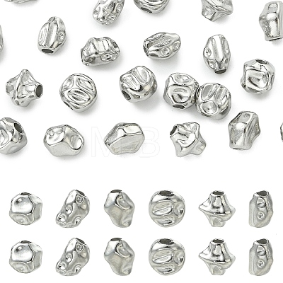 24Pcs 6 Styles Hammered 304 Stainless Steel Beads STAS-YW0011-32-1