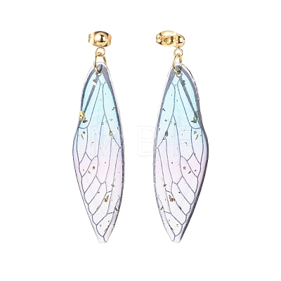 Resin Butterfly Wing Dangle Stud Earrings EJEW-JE05047-1
