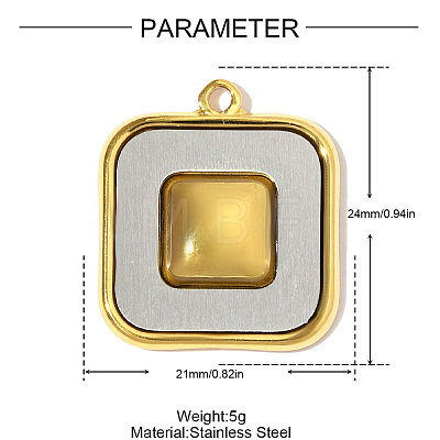 304 Stainless Steel Pendants STAS-OY008-35GP-1