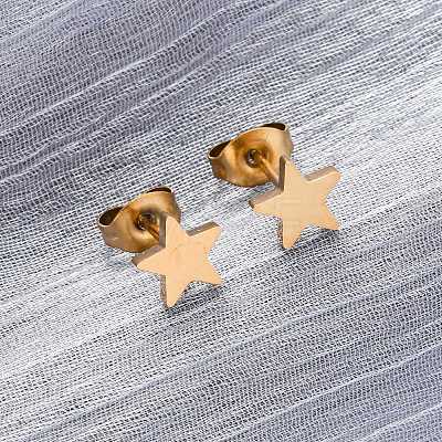 Ion Plating(IP) 304 Stainless Steel Ear Studs EJEW-P045-05G-1