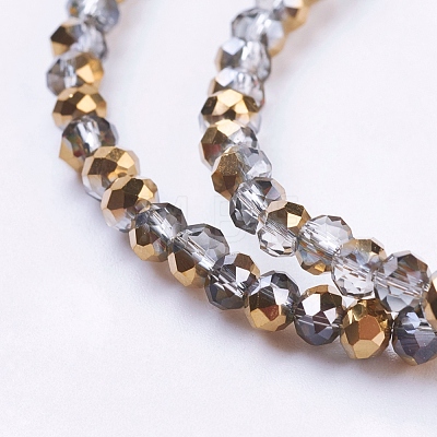 Half Plated Faceted Rondelle Electroplate Glass Beads Strands X-EGLA-D020-3x2mm-14-1