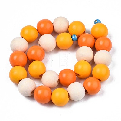 Halloween Spray Painted Natural Wood Beads Strands WOOD-S053-55B-1