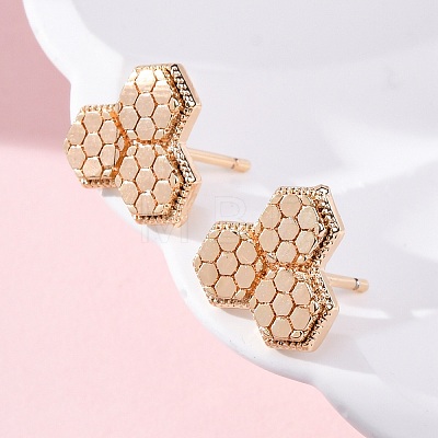 Brass Stud Earrings EJEW-D288-10G-1