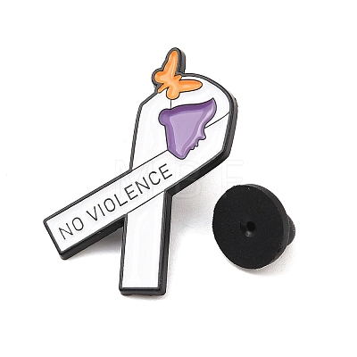 No Violence Awareness Ribbon Enamel Pins JEWB-C048-03C-EB-1