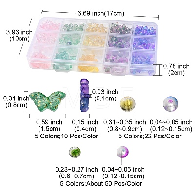 410Pcs 15 Style Transparent Spray Painted Glass Beads GLAA-YW0001-81-1