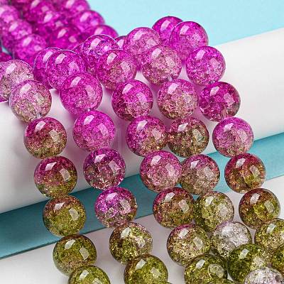 Spray Painted Crackle Glass Beads Strands DGLA-C002-10mm-04-1