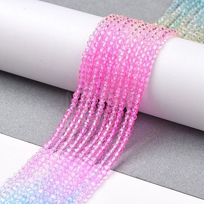 Transparent Gradient Color Glass Beads Strands GLAA-G101-2mm-07-1