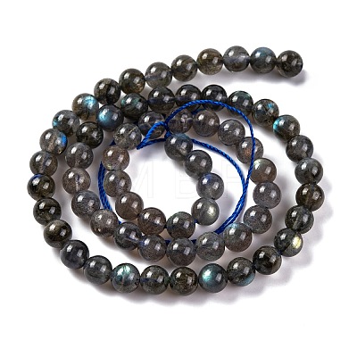 Grade AA Natural Gemstone Labradorite Round Beads Strands X-G-E251-33-6mm-02-1