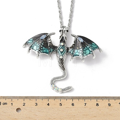 Alloy Enamel Dragon Pendant Necklaces NJEW-V005-01AS-01-1