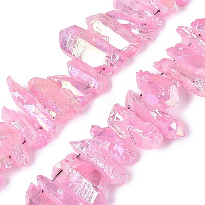 Spray Painted Electroplate Natural Quartz Crystal Points Beads Strands G-Q610-02I-1