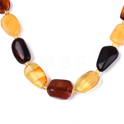 Natural Amber Nuggets Graduated Beaded Necklaces NJEW-T019-09-1