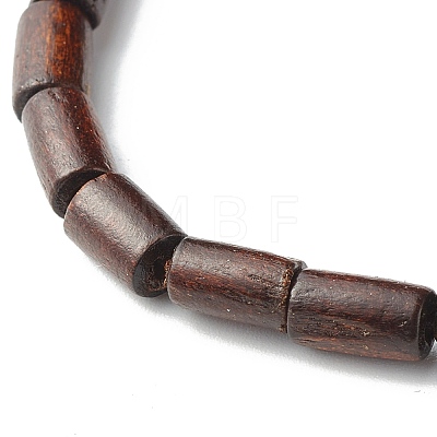 Column Natural Wood Mala Bead Bracelet for Men Women BJEW-JB06903-1