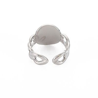 304 Stainless Steel Flat Round with Jesus Wide Open Cuff Ring for Women RJEW-S405-184P-1