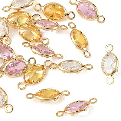 SHEGRACE Brass Pave Cubic Zirconia Oval Connector Charms XGRQ2O712-439G-1
