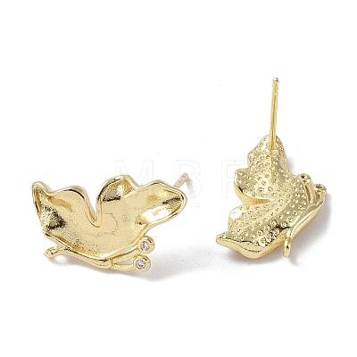 Brass with Cubic Zirconia Stud Earrings Findings KK-B087-09G-1