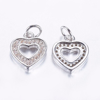 Long-Lasting Plated Brass Micro Pave Cubic Zirconia Charms X-ZIRC-F069-50P-1