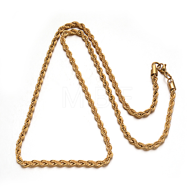 304 Stainless Steel Rope Chain Necklaces NJEW-M151-18G-B-1