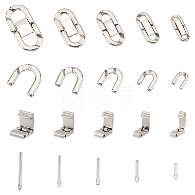 Unicraftale 10Pcs 5 Styles 304 Stainless Steel Fold Over Clasp STAS-UN0049-94-1