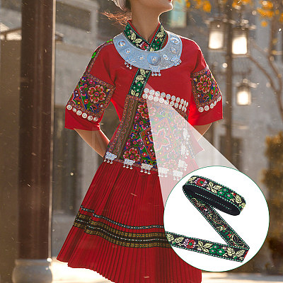 Ethnic Style Embroidery Polyester Ribbons OCOR-WH0077-34A-1
