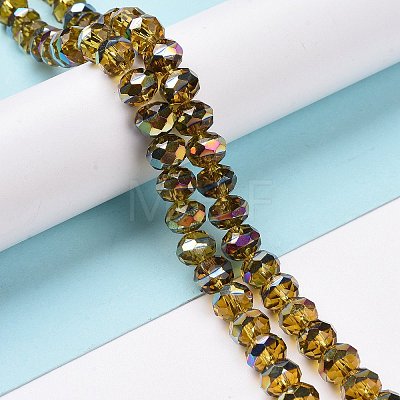 Transparent Electroplate Glass Beads Strands GLAA-F122-04-1