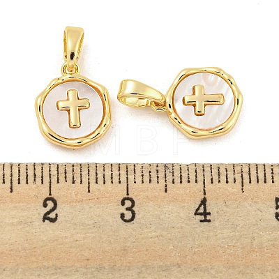 Brass Pave Shell Charms KK-G490-35G-1