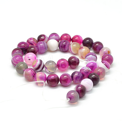 Natural Striped Agate/Banded Agate Bead Strands G-K166-13-6mm-03-1