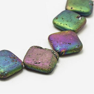 Electroplated Natural Druzy Geode Crystal Beads Strands G-N0252-30x30mm-01-1