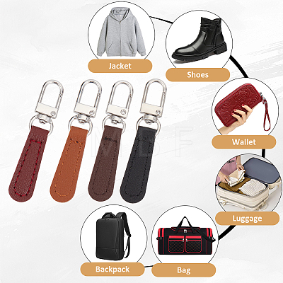 12Pcs PU Leather Zipper Pull Tabs FIND-CY0002-33B-1
