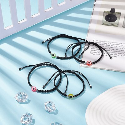 2Pcs 2 Style Resin Evil Eye Braided Bead Bracelets Set BJEW-JB08426-1