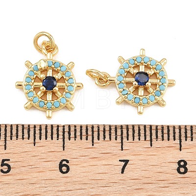 Brass Micro Pave Cubic Zirconia Charms KK-Q085-05B-G-1