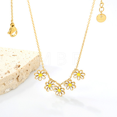 304 Stainless Steel Enamel Flower Bib Necklaces FS-WG58DA2-01-1