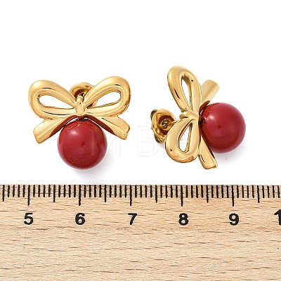 304 Stainless Steel Enamel Stud Earrings EJEW-G423-10G-02-1