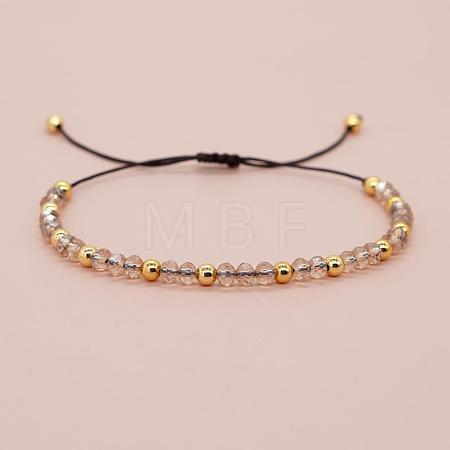 Glass & Brass Round Beads Braided Bead Bracelets RD6595-13-1