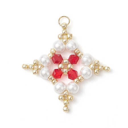 Glass Seed Beaded Star Pendants PALLOY-MZ01165-03-1
