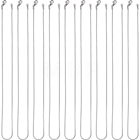 12Pcs 304 Stainless Steel Box Chain Necklaces Set NJEW-SC0001-21-1