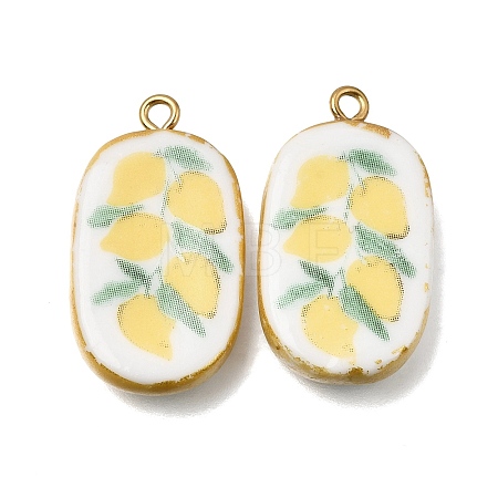 Fruit & Floral & Animals Printed Handmade Porcelain Pendants STAS-Z207-01G-03-1