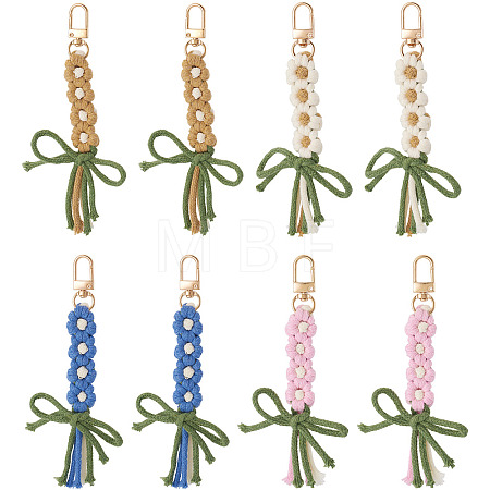 8Pcs 4 Colors Cotton Pendant Decorations HJEW-TA00405-1