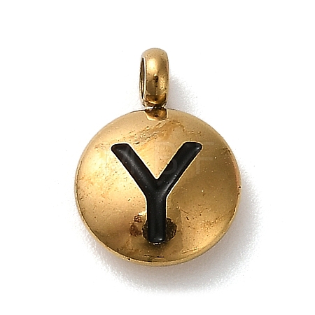304 Stainless Steel Black Enamel Charms STAS-R009-01G-Y-1