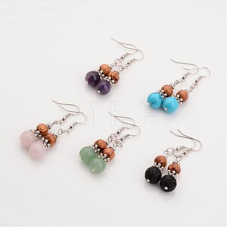 Natural or Synthetic Natural & Synthetic Mixed Stone Dangle Earrings EJEW-JE02106-1