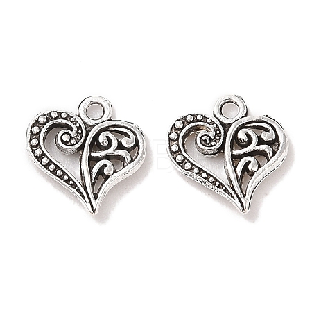 Tibetan Style Filigree Alloy Heart Charms X-TIBEP-0277-AS-RS-1