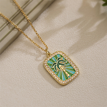 Brass Micro Pave Clear Cubic Zirconia Medal Pendant Necklaces FS-WGD45DE-06-1