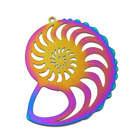 Ion Plating(IP) 201 Stainless Steel Etched Metal Embellishments Pendants STAS-G328-02G-RC-1