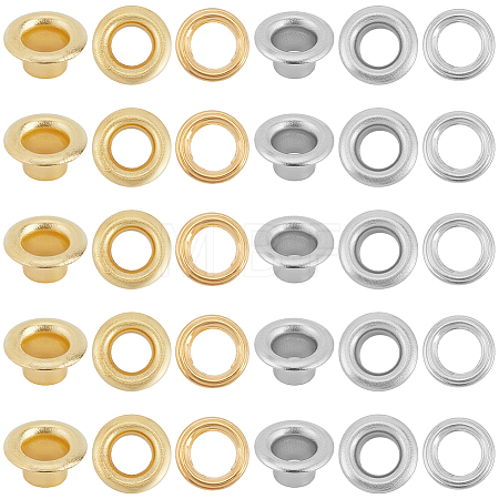 200Pcs 2 Colors Iron Grommet Eyelet Findings IFIN-GF0001-59A-1