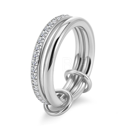 304 Stainless Steel Micro Pave Clear Cubic Zirconia Finger Rings WGF1140-02-1