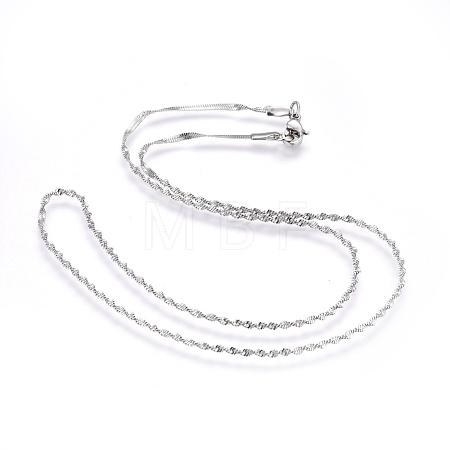 Non-Tarnish 304 Stainless Steel Singapore Chain Necklaces NJEW-F248-14A-P-1