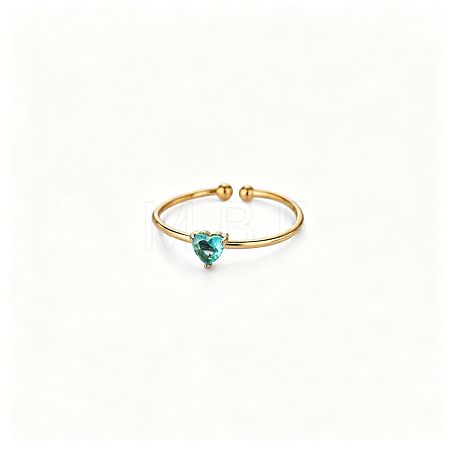 Adjustable Birthstone 304 Stainless Steel Micro Pave Cubic Zirconia Cuff Open Rings WGB2F1D-12-1