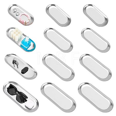 12Pcs 4 Sizes 201 Stainless Steel Oval Jewelry Plate ODIS-WA0001-34B-1