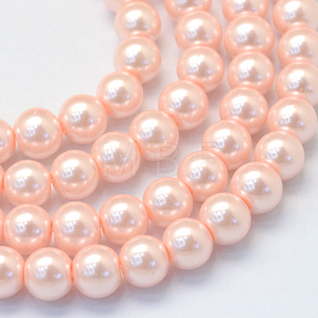 Baking Paint Pearlized Glass Pearl Round Bead Strands HY-Q003-6mm-05-1
